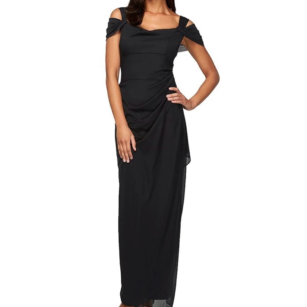 Alex‎ Evenings Black Asymmetrical Dress